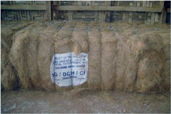 Baled fiber ready to  deliver